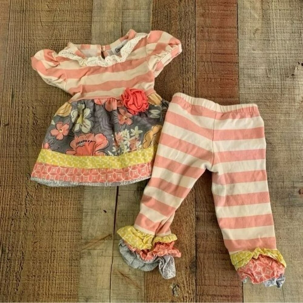 Counting daisies baby girls ruffle and lace pants and top set -6M